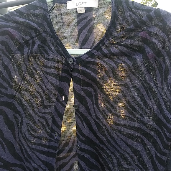 Sheer Cardigan Shruf Black Purple Zebra Size M - Picture 3 of 4